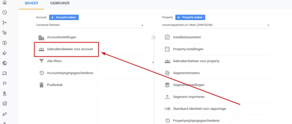 accountbeheer google analytics