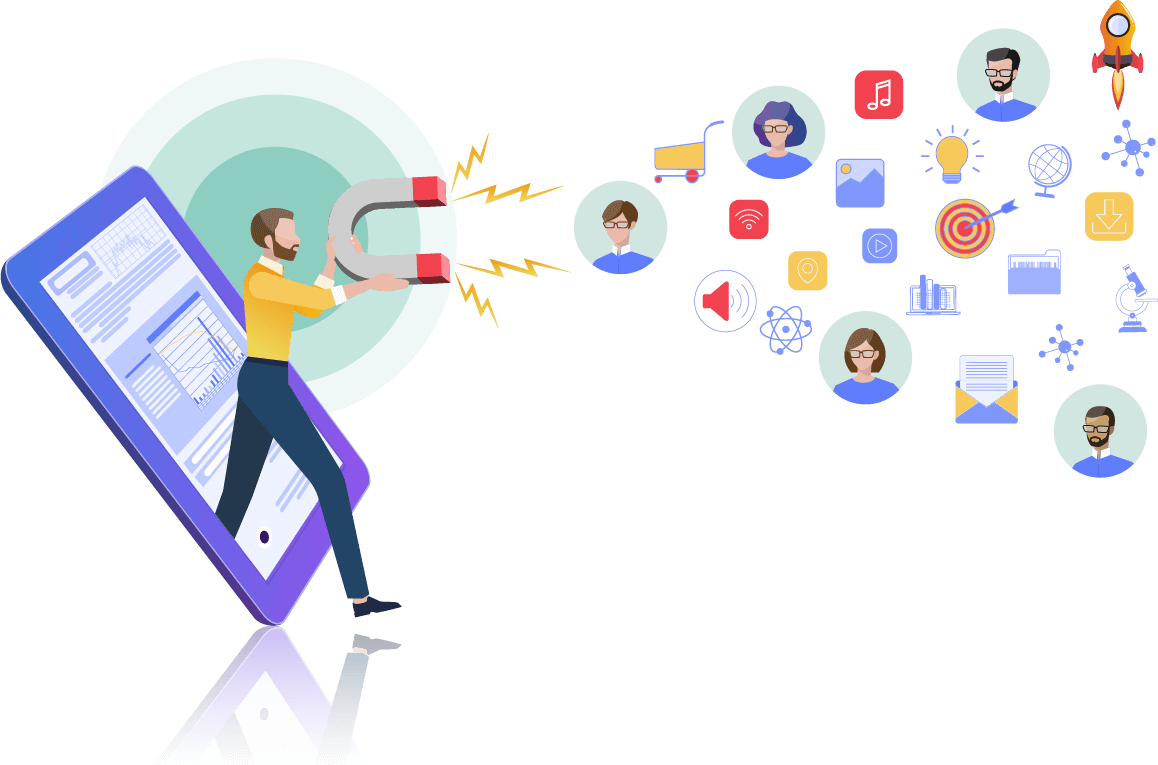 Illustratie van inbound marketing strategie voor online succes